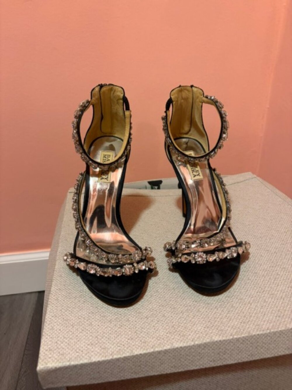 Pre loved Badgley Mischka Quest Crystal Ankle Strap Sandals